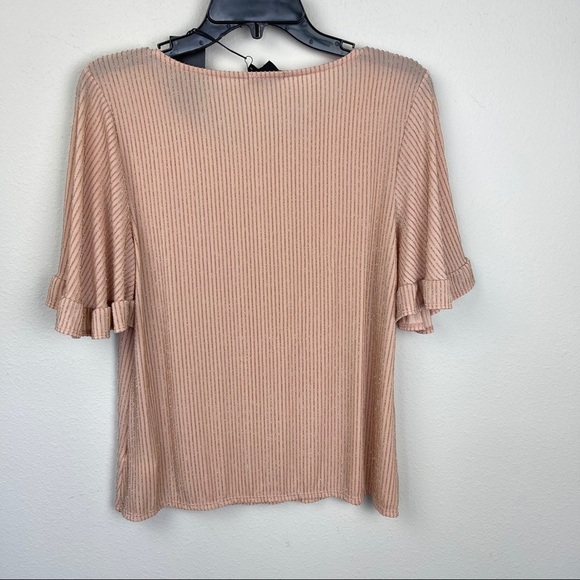 NWT Anthro W5 blush pink sparkly ruffle sleeve top - Picture 6 of 11